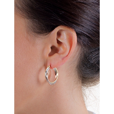 Tricolor hoop earrings in 18k white, rose and yellow gold