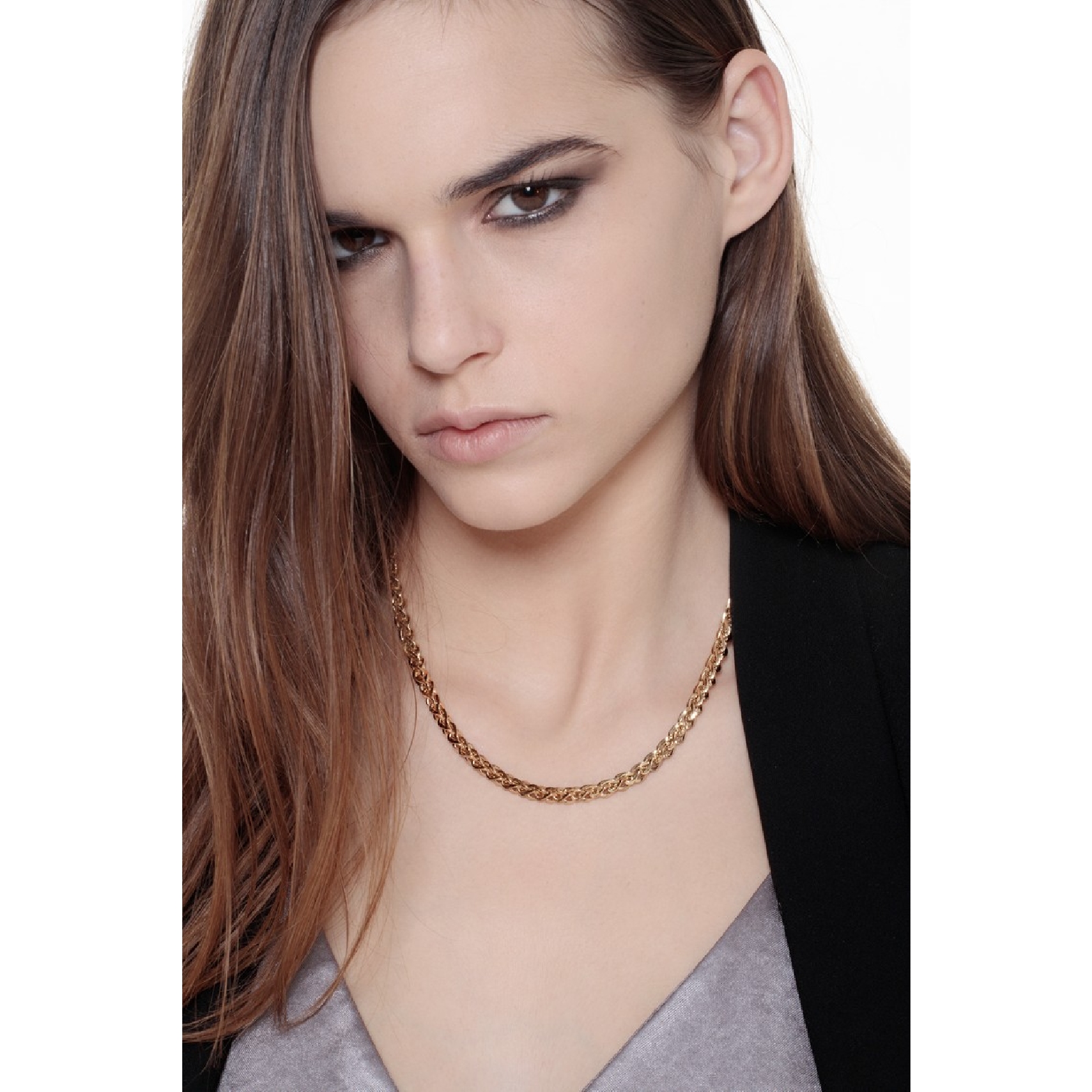 Collana In Oro Giallo 14k JewelryAffairs Comfort | Maglia Barbazzale 2,7mm | Scegli Lunghezza, Con Moschettone E Confezione Regalo