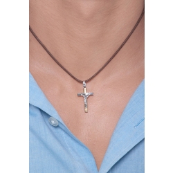 Cross with Christ in 18k yellow and white gold 2