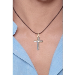 White and yellow gold 18k cross pendant 2