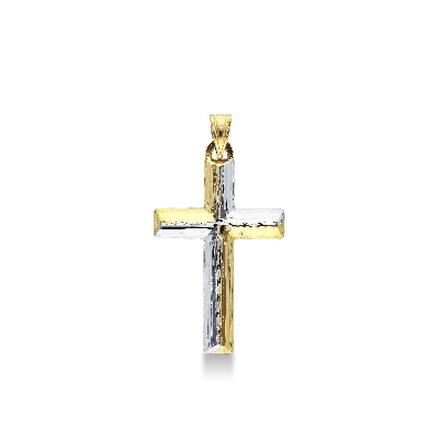White and yellow gold 18k cross pendant