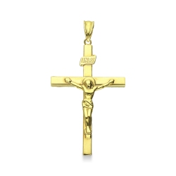 Jesus Christ and cross pendant in 18k yellow gold