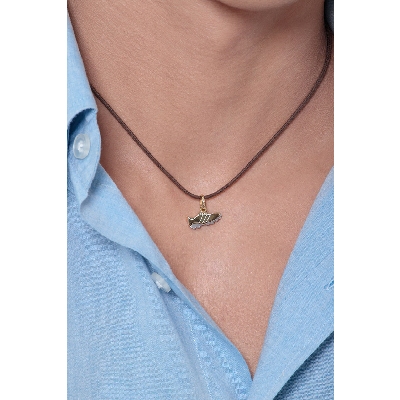 Ciondolo Scarpetta da calcio in oro giallo e bianco 18k