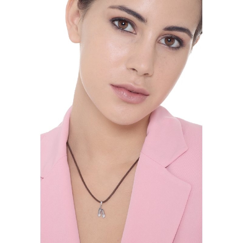 Dance shoes pendant with zircons in 18k white gold