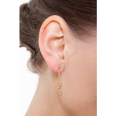 Yellow gold 18k earrings with diamond cut pendants 