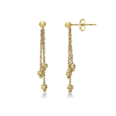 Yellow gold 18k earrings with diamond cut pendants 