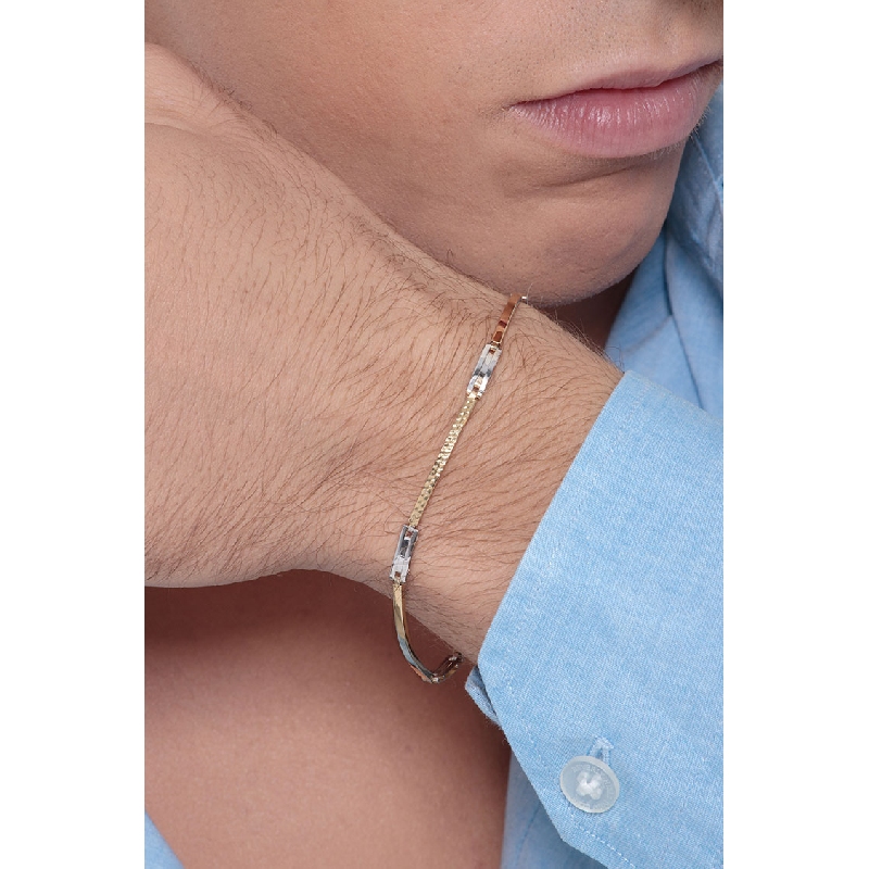 18k white and yellow gold bracelet with little bars