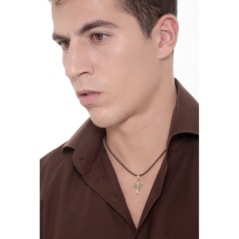 18k white and yellow gold cross pendant 