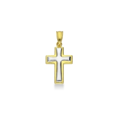 18k white and yellow gold cross pendant 