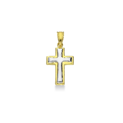 18k white and yellow gold cross pendant 