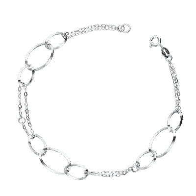 Fancy oval sections bracelet in 18k white gold