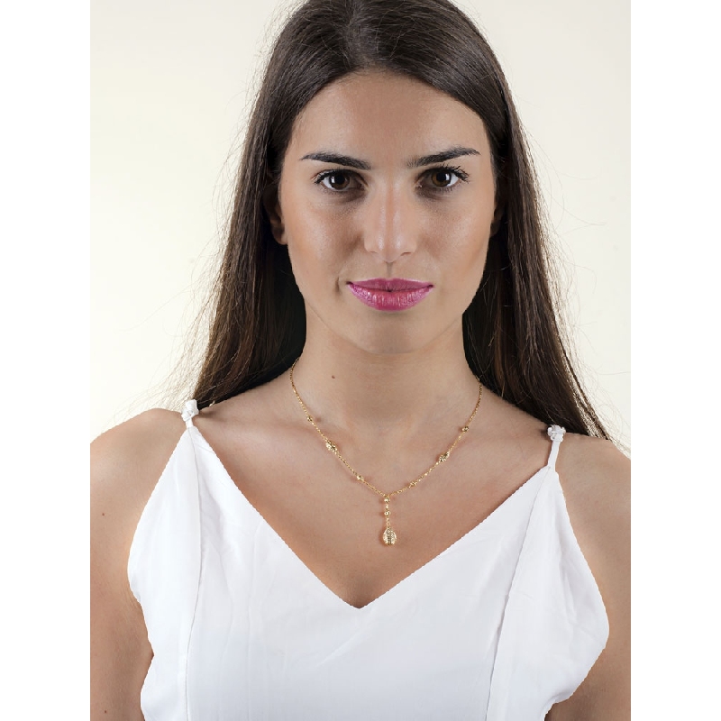 Catena con gocce diamantate in oro giallo 18k.