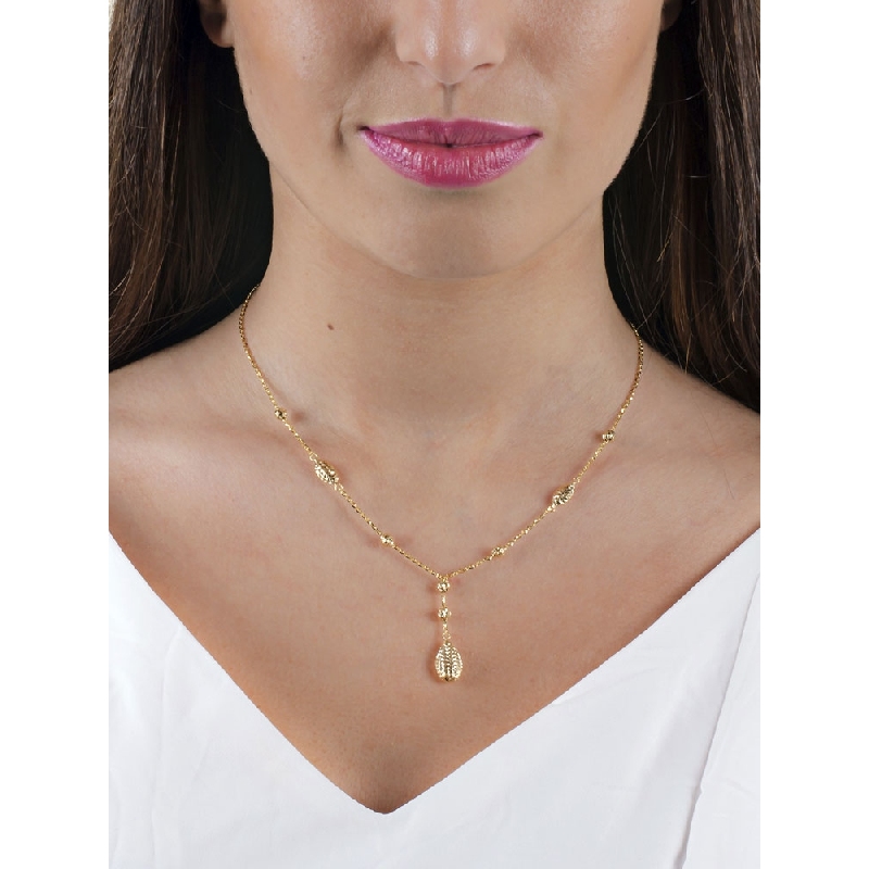 Catena con gocce diamantate in oro giallo 18k.