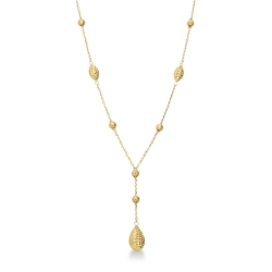 Catena con gocce diamantate in oro giallo 18k.