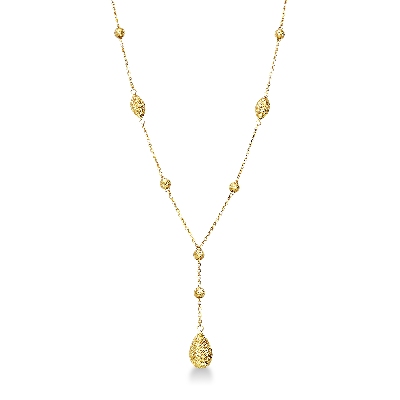 Catena con gocce diamantate in oro giallo 18k.
