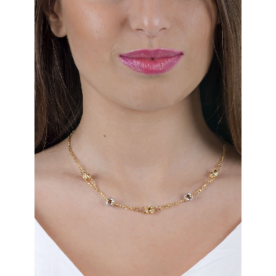 Catena con rotelle diamantate in oro giallo e oro bianco 18k