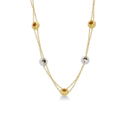 Catena con rotelle diamantate in oro giallo e oro bianco 18k