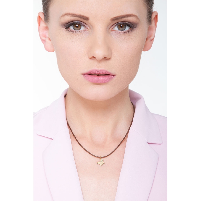 Butterfly pendant with 3 zircons in 18k yellow gold