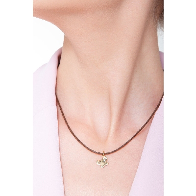 Butterfly pendant with 3 zircons in 18k yellow gold