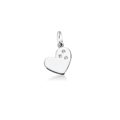 Heart pendant with cubic zirconia in 18k white gold