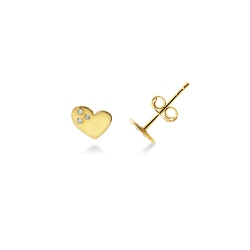 Heart earrings with zircons in 18k yellow gold