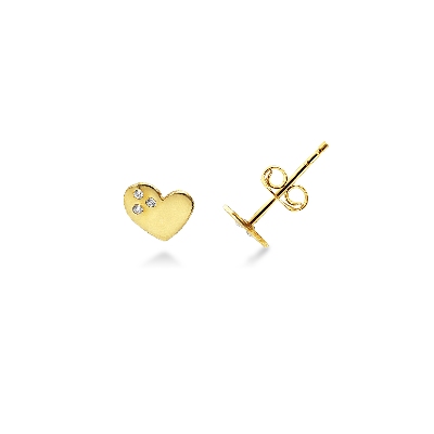 Heart earrings with zircons in 18k yellow gold