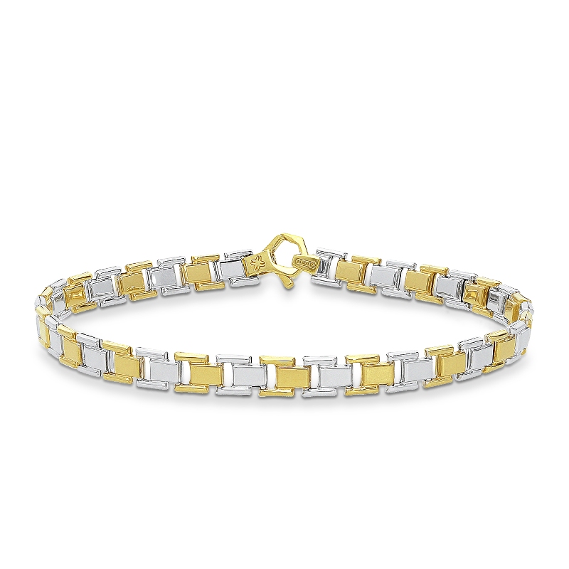 18k yellow and white gold bracelet with square links