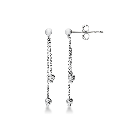 18k white gold earrings with diamond cut spheres 