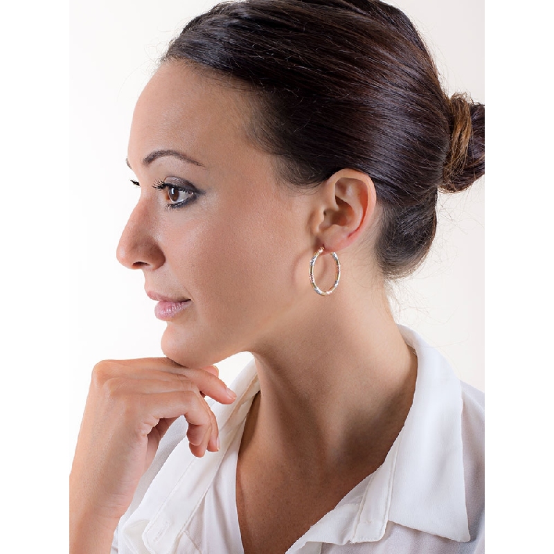 Yellow, white and rose gold 18k hoop earrings 