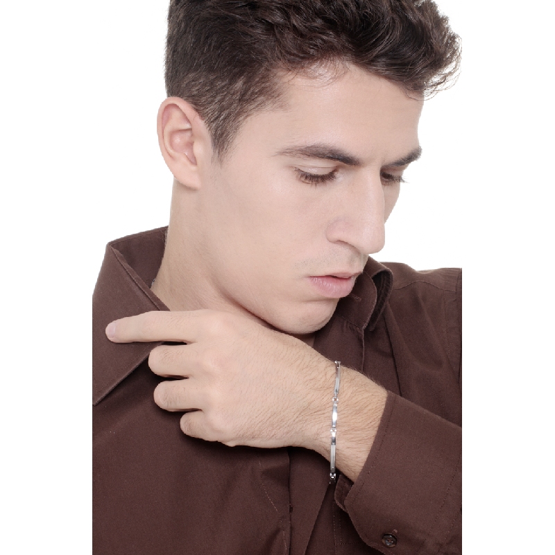 Bracciale in Oro Bianco 18k con barrette, semirigido