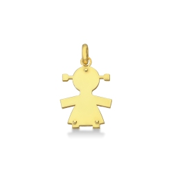 Girl silhouette pendant in 18k yellow gold