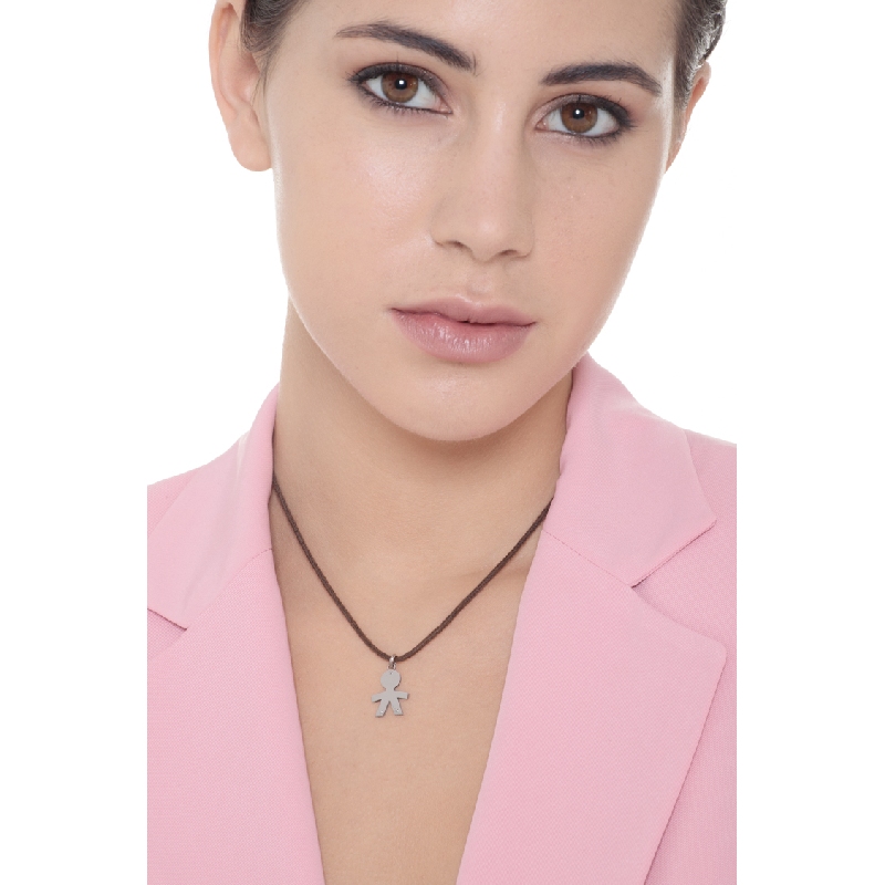 Boy silhouette pendant in 18k white gold