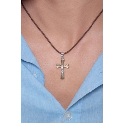 18k white and yellow gold pendant Jesus crucifix 2
