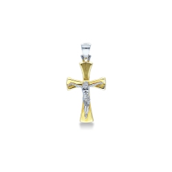 18k white and yellow gold pendant Jesus crucifix