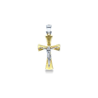18k white and yellow gold pendant Jesus crucifix