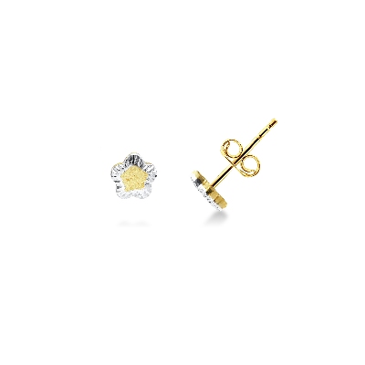 18k white and yellow star earrings