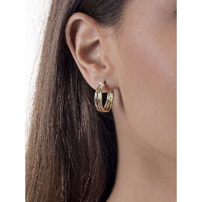 White and yellow gold 18k hoops earrings 