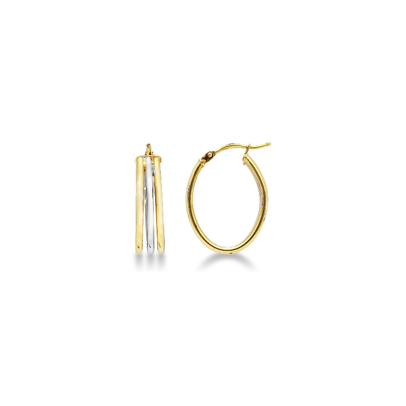 White and yellow gold 18k hoops earrings 