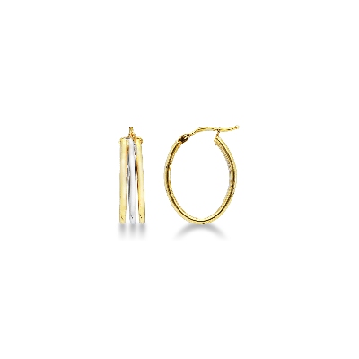 White and yellow gold 18k hoops earrings 