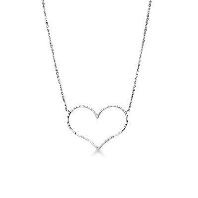 Large heart pendant in 18k white gold