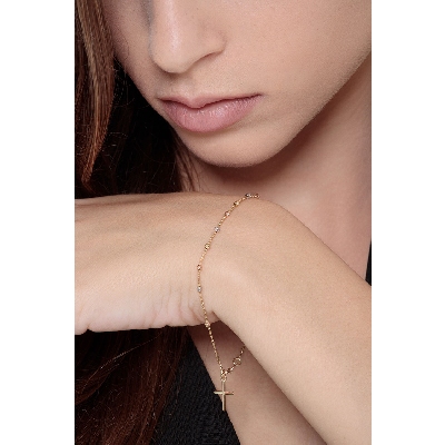 18k yellow gold bracelet with cross and sacred medal 