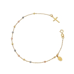 18k yellow gold bracelet with cross and sacred medal 