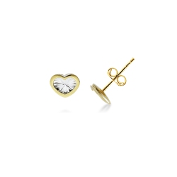 Earrings 18k White Gold, Gold with Heart