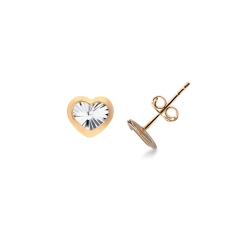 18k white and rose gold heart earrings