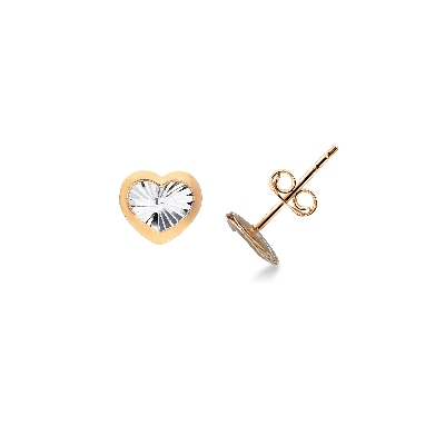 18k white and rose gold heart earrings