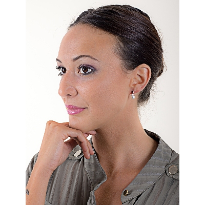 White gold 18k pearls and zircon earrings 