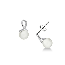 White gold 18k pearls and zircon earrings 