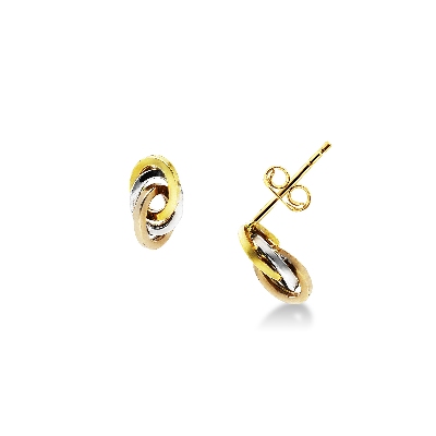 18k white and yellow gold twisted ovals earrings