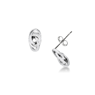 18k white gold twisted ovals earrings