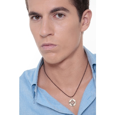 Ciondolo in oro giallo 18k rosa dei venti e ancora